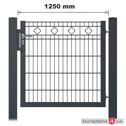 Schmuck-Zauntor 1250 mm Breite verzinkt + anthrazit in verschiedenen Ausführungen