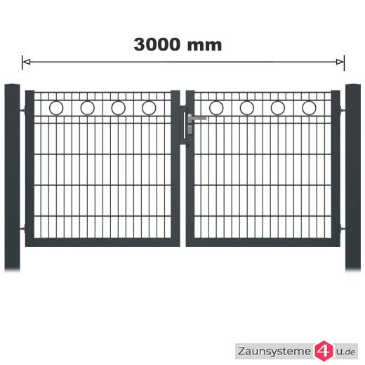 Schmuck-Zauntor 3000 mm Breite verzinkt + anthrazit in verschiedenen Ausführungen