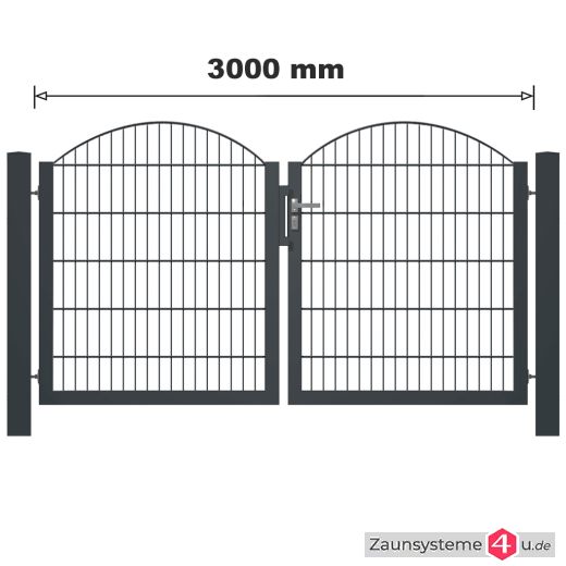 Schmuck-Zauntor 3000 mm Breite verzinkt + anthrazit in verschiedenen Ausführungen