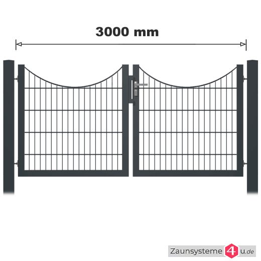 Schmuck-Zauntor 3000 mm Breite verzinkt + anthrazit in verschiedenen Ausführungen
