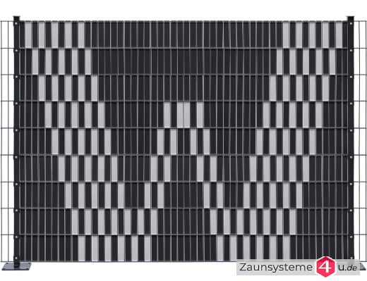 Sichtschutz-Komplettset Klick-Elemente Schwarz für 8-6-8er Doppelstabmatten - für 2 Reihen à 2,5m