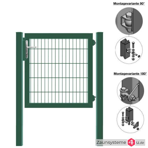 MATTERA Doppelstabtor 1000 mm Breite verzinkt + grün Pfosten 60x60 mm