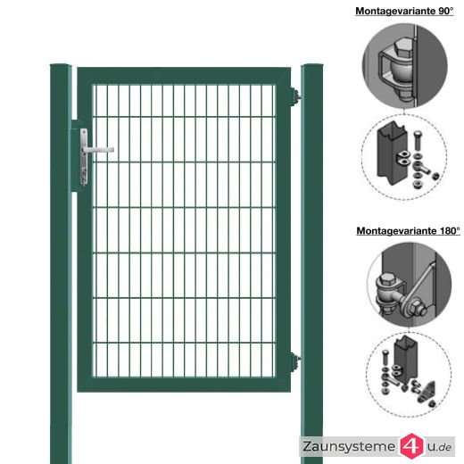 MATTERA Doppelstabtor 1000 mm Breite verzinkt + grün Pfosten 60x60 mm