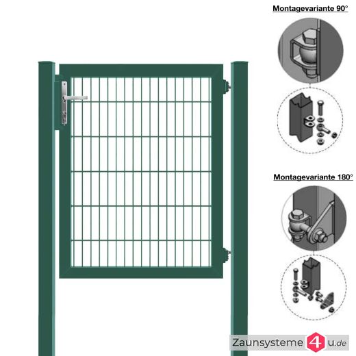 MATTERA Doppelstabtor 1000 mm Breite verzinkt + grün Pfosten 80x80 mm