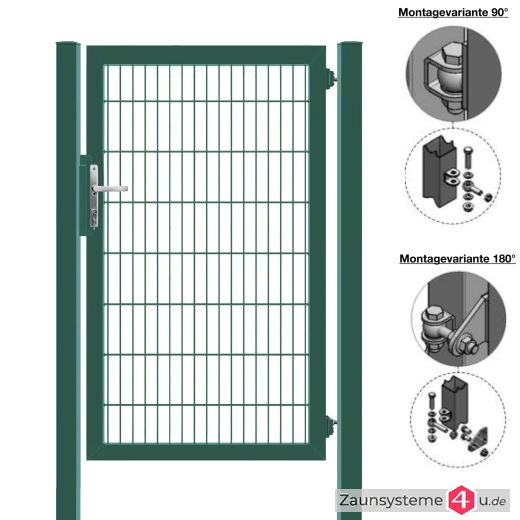 MATTERA Doppelstabtor 1000 mm Breite verzinkt + grün Pfosten 80x80 mm