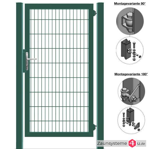 MATTERA Doppelstabtor 1000 mm Breite verzinkt + grün Pfosten 80x80 mm