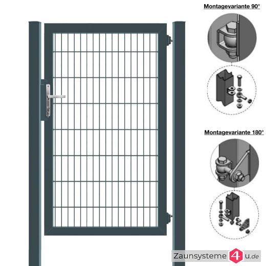MATTERA Doppelstabtor 1000 mm Breite verzinkt + anthrazitgrau Pfosten 60x60 mm