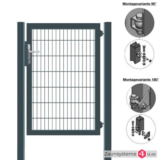 MATTERA Doppelstabtor 1000 mm Breite verzinkt + anthrazitgrau Pfosten 80x80 mm