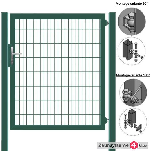 MATTERA Doppelstabtor 1500 mm Breite verzinkt + grün Pfosten 60x60 mm