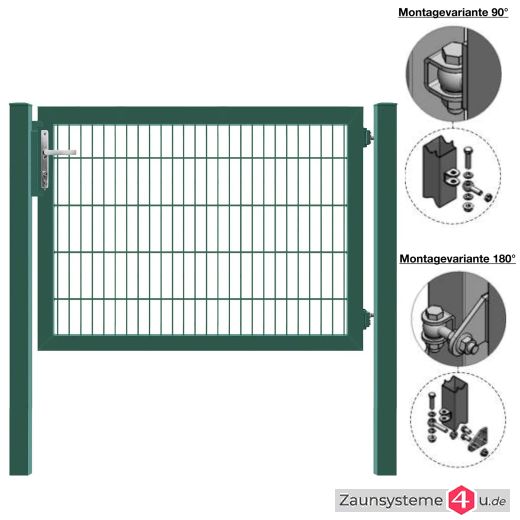 MATTERA Doppelstabtor 1500 mm Breite verzinkt + grün Pfosten 80x80 mm
