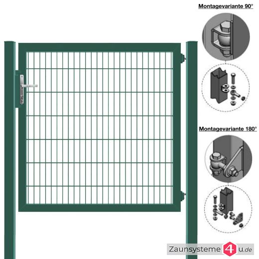 MATTERA Doppelstabtor 1500 mm Breite verzinkt + grün Pfosten 80x80 mm