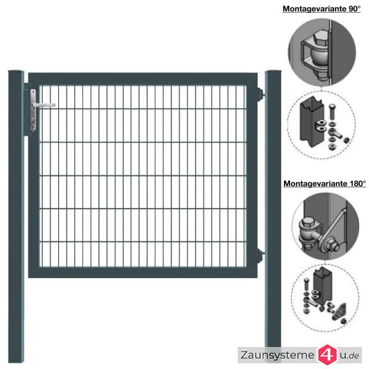 MATTERA Doppelstabtor 1500 mm Breite verzinkt + anthrazitgrau Pfosten 60x60 mm