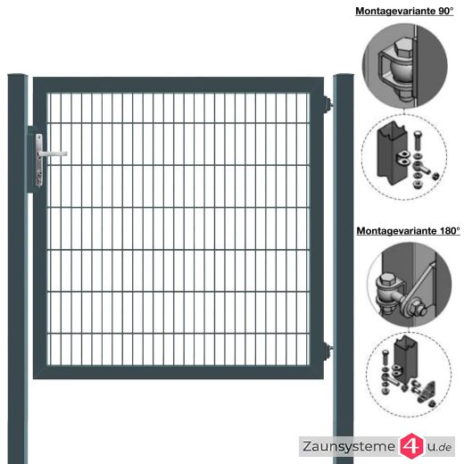 MATTERA Doppelstabtor 1500 mm Breite verzinkt + anthrazitgrau Pfosten 60x60 mm
