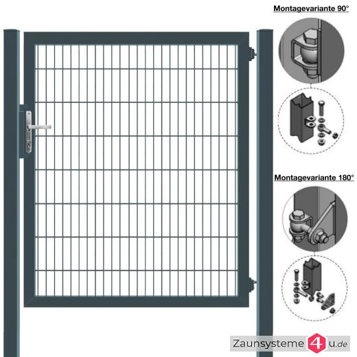 MATTERA Doppelstabtor 1500 mm Breite verzinkt + anthrazitgrau Pfosten 60x60 mm