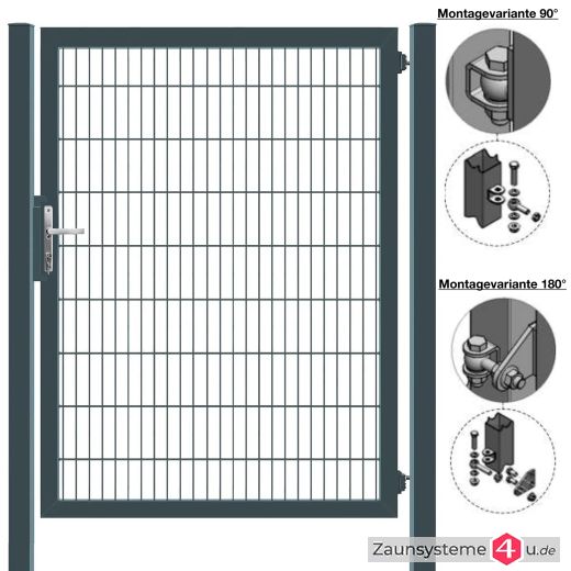 MATTERA Doppelstabtor 1500 mm Breite verzinkt + anthrazitgrau Pfosten 60x60 mm