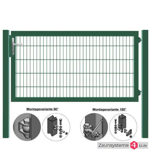 MATTERA Doppelstabtor 2000 mm Breite verzinkt + grün Pfosten 60x60 mm