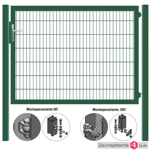 MATTERA Doppelstabtor 2000 mm Breite verzinkt + grün Pfosten 60x60 mm