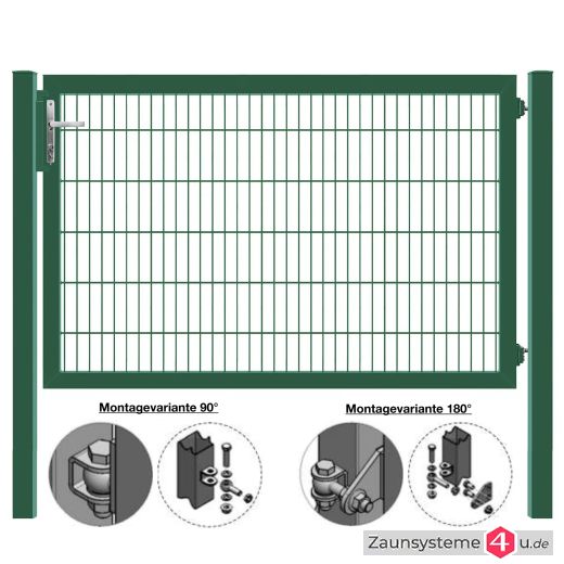 MATTERA Doppelstabtor 2000 mm Breite verzinkt + grün Pfosten 80x80 mm