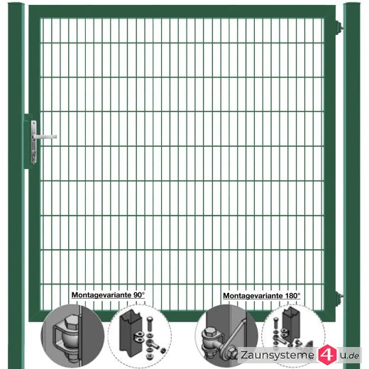 MATTERA Doppelstabtor 2000 mm Breite verzinkt + grün Pfosten 80x80 mm
