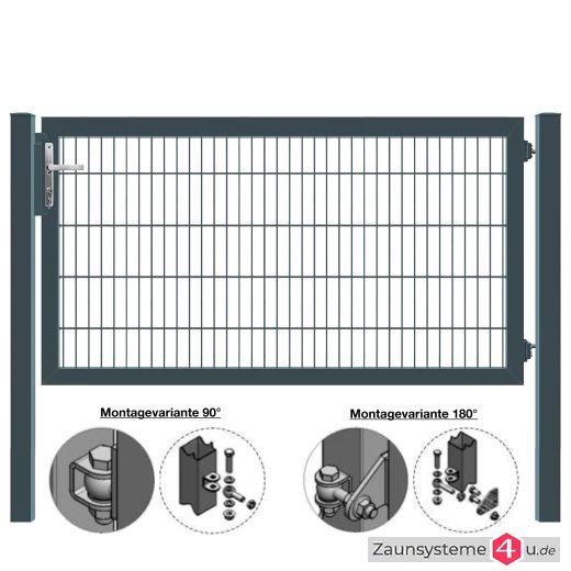MATTERA Doppelstabtor 2000 mm Breite verzinkt + anthrazitgrau Pfosten 80x80 mm