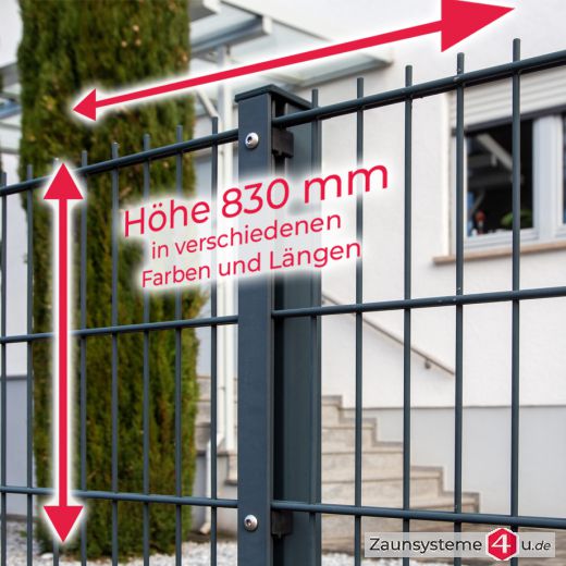 HOME 8-6-8 Doppelstab Zaunsets 830 mm Höhe Schiene in verschiedenen Farben und Längen