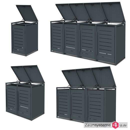 Mülltonnenbox Stahl pulverbeschichtet für 1-4 Tonnen à 240L