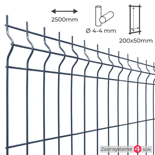 3D Einstabmatte 4-4 verzinkt + pulverbeschichtet anthrazitgrau in verschiedenen Zaunhöhen