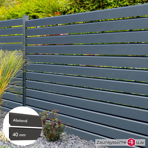 PARALLELO Aluminium-Sichtschutzzaun 1000mm Höhe, 40mm Profilabstand in verschiedenen Farben und Längen