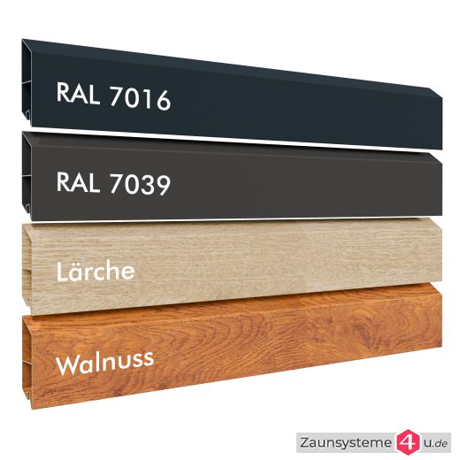 PARALLELO Aluminium-Sichtschutzzaun in Holzoptik 1330mm Höhe, 40mm Profilabstand in verschiedenen Längen