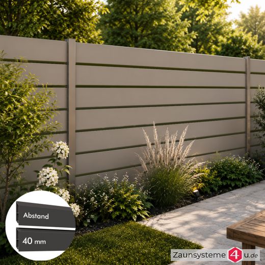 PARALLELO Aluminium-Sichtschutzzaun 1840mm Höhe, 40mm Profilabstand in verschiedenen Farben und Längen
