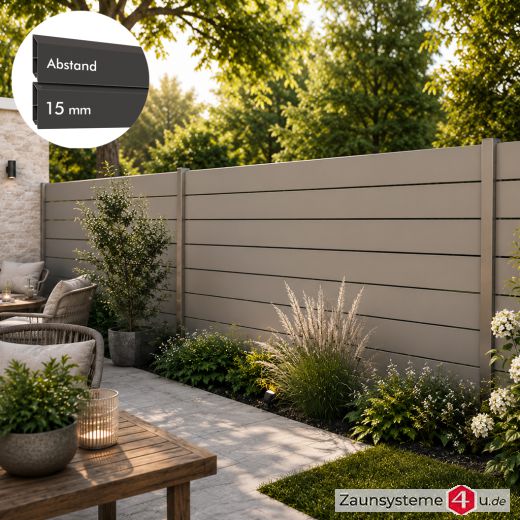 PARALLELO Aluminium-Sichtschutzzaun 1810mm Höhe, 15mm Profilabstand in verschiedenen Farben und Längen