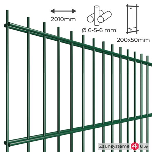 Home Doppelstab-Zaunmatte 6-5-6 verzinkt + pulverbeschichtet grün
