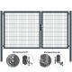 MATTERA Doppelstab-Doppeltor 3500 (1500+2000) mm Breite verzinkt + anthrazit Pfosten 60x60 mm