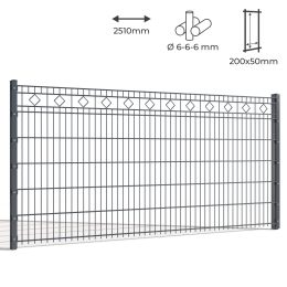 Doppelstab-Schmuckmatte Ornament Karo verzinkt + pulverbeschichtet anthrazit