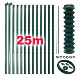 Maschendraht Komplett-Zaunset 60x60x2,8mm grün 25m Länge in versch. Höhen