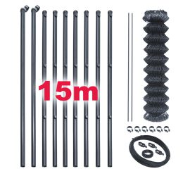 Maschendraht Komplett-Zaunset 60x60x2,8mm anthrazitgrau 15m Länge in versch. Höhen