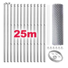 Maschendraht Komplett-Zaunset 60x60x2,0mm verzinkt 25m Länge in versch. Höhen