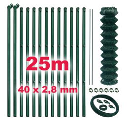 Maschendraht Komplett-Zaunset 40x40x2,8mm grün 25m Länge in versch. Höhen