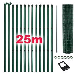 Gartengitter Komplett-Zaunset 50x100x2,5mm grün 25m Länge in versch. Höhen