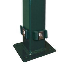 DS-Eckpfahl 60x60mm Klemmhalter mit Bodenplatte verzinkt + grün