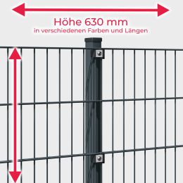 INDUSTRIE 6-5-6 Doppelstab Zaunsets 630 mm Höhe in verschiedenen Farben und Längen