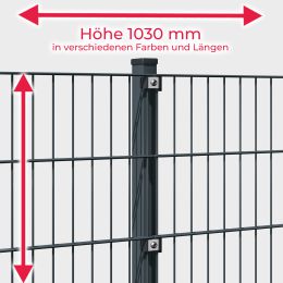 INDUSTRIE 6-5-6 Doppelstab Zaunsets 1030 mm Höhe in verschiedenen Farben und Längen