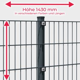 INDUSTRIE 6-5-6 Doppelstab Zaunsets 1430 mm Höhe in verschiedenen Farben und Längen