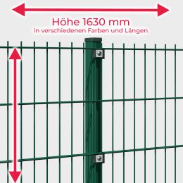 INDUSTRIE 6-5-6 Doppelstab Zaunsets 1630 mm Höhe in verschiedenen Farben und Längen