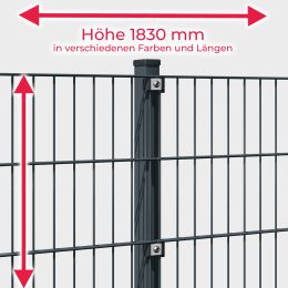 INDUSTRIE 6-5-6 Doppelstab Zaunsets 1830 mm Höhe in verschiedenen Farben und Längen