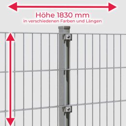 INDUSTRIE 6-5-6 Doppelstab Zaunsets 1830 mm Höhe verzinkt in verschiedenen Längen