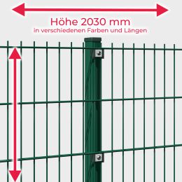 INDUSTRIE 6-5-6 Doppelstab Zaunsets 2030 mm Höhe in verschiedenen Farben und Längen