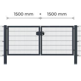 Profitor Doppeltor 1500 + 1500 mm lichte Breite verzinkt + pulverbeschichtet anthrazit