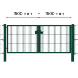 Profitor Doppeltor 1500 + 1500 mm lichte Breite verzinkt + pulverbeschichtet grün