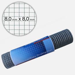 Punktgeschweißtes Gitter 8,0 x 8,0 x 0,80 mm 100cm x 25 m feuerverzinkt